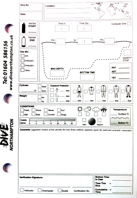 Log Book Sheets / Inserts